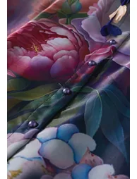 Floral-Kissed Button-Down Organza Maxi Dress with Brooch in Purple for Romantic Retreats & Sunset Dinners - 5