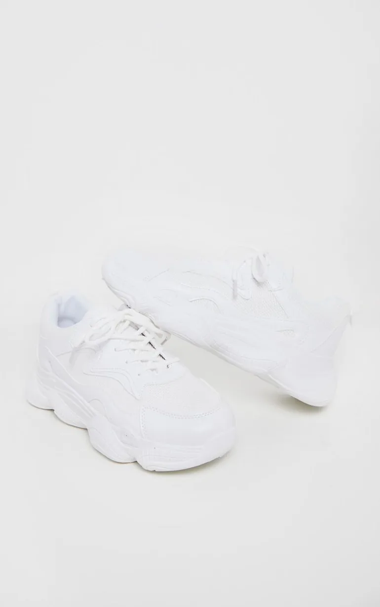 White Bubble Sole Lace Up Trainer - 2