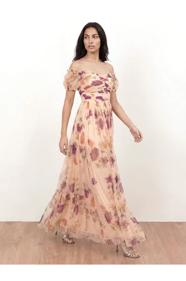 Anaya With Love Recycled Floral Bardot Maxi Dress