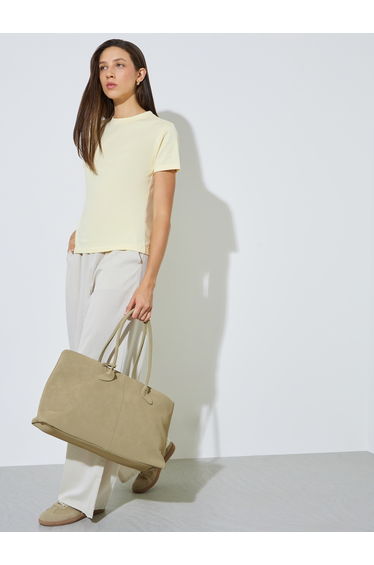 Yellow Plain Cotton Regular Fit T-Shirt