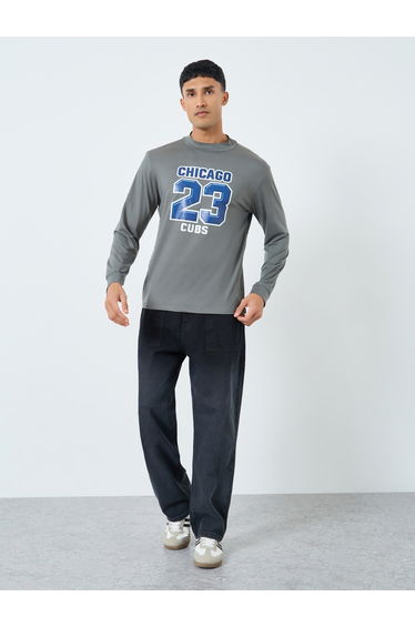 Grey Chicago Cubs Graphic Slim Fit T-Shirt