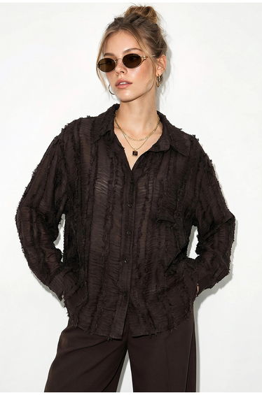 LUCCI Oversized Striped Woven Shirt