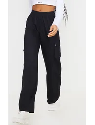 Black Wide Leg Cargo Trouser - 1