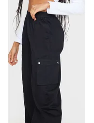 Black Wide Leg Cargo Trouser - 4