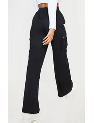 Black Wide Leg Cargo Trouser - 3