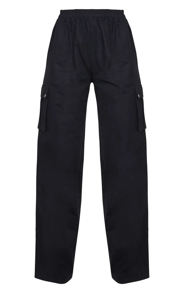 Black Wide Leg Cargo Trouser - 2