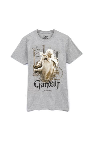 The Lord Of The Rings Mens Gandalf Heather T-Shirt - Grey/Dull Gold