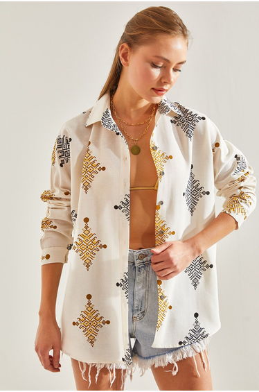 Women's Multi Patterned Linen Shirt