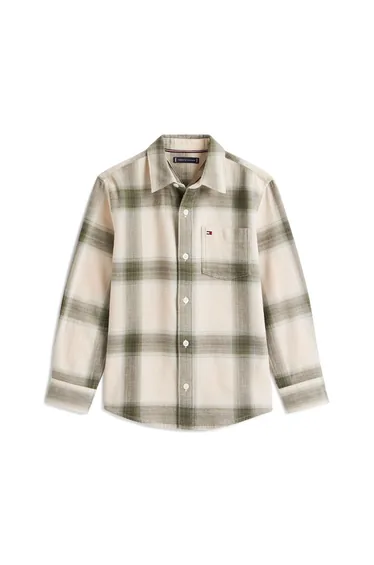 Waffle Texture Check Shirt Green