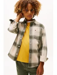 Waffle Texture Check Shirt Green