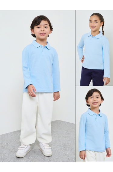 Kids Pack of 2 - Cotton Long Sleeves Polo T-Shirt