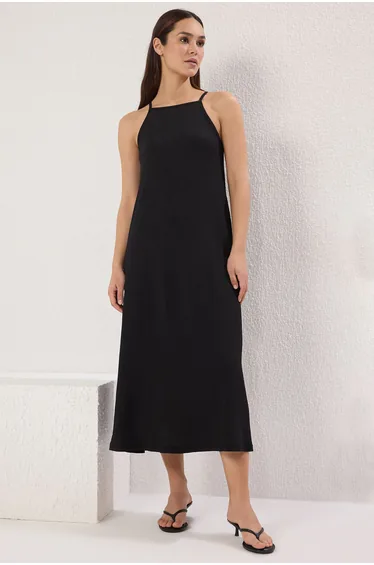 Black  Halter Neck Bodycone/Fits Body Knit Dress