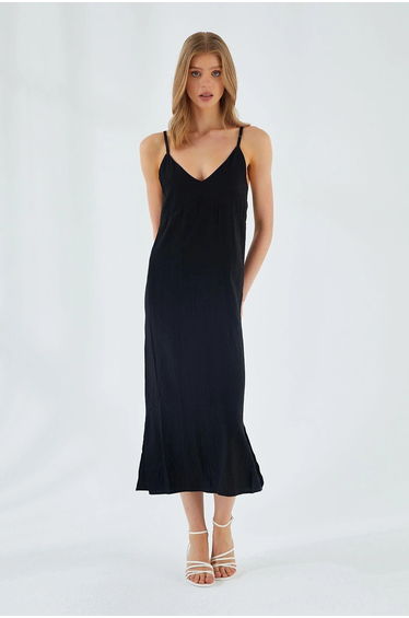 Mixray V-Neck Slit Midi Dress