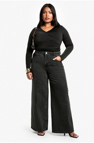 Plus Double Layer Rouched V Neck Bodysuit