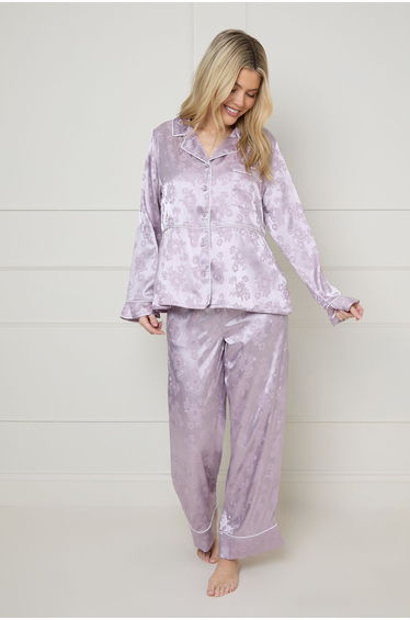 Jacquard Satin Relaxed Wide Fit Pyjama Set