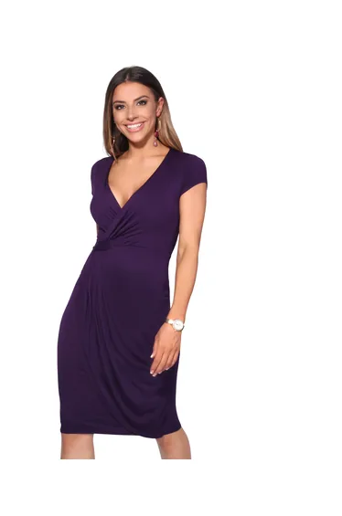 فستان جيرسية بتصميم لف بأكمام كاب