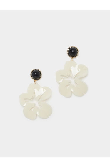 Cream Flower Drop Earrings