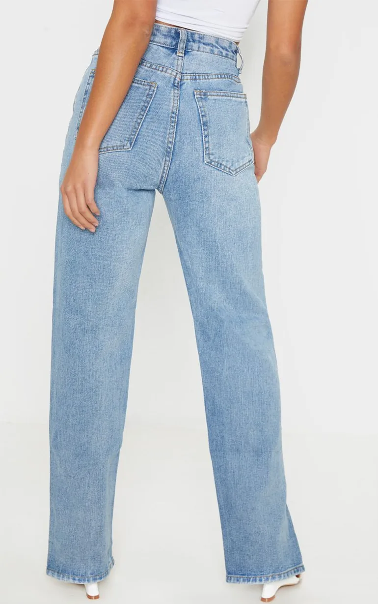 Petite Light Wash Split Hem Jeans - 3