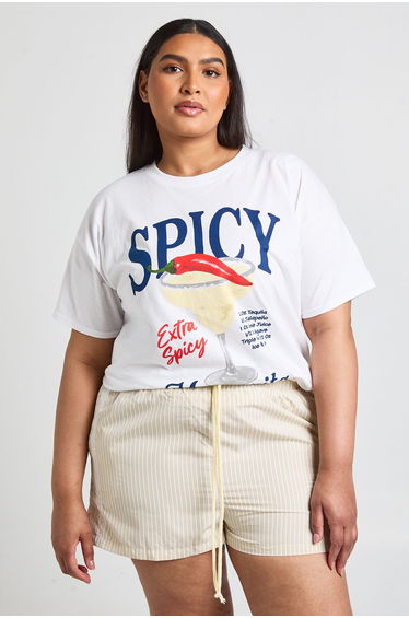 Plus Contrast Drawstring Waist Short - lemon