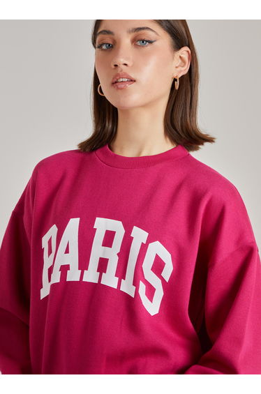 Paris Slogan Oversized Sweatshirt