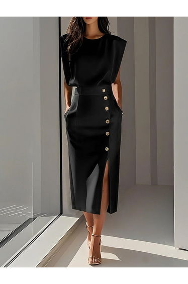 High Waisted Loose Split-Front Split-Joint Skirts