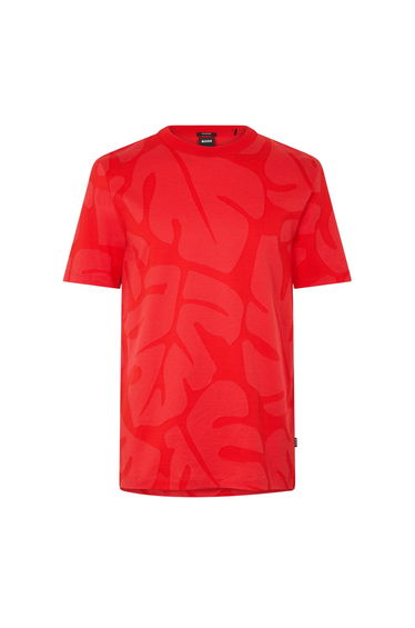 Boss Mens Thompson Leaf Print T-Shirt - Bright Red