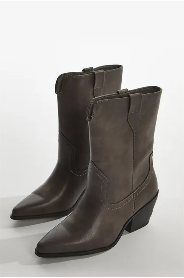 Washed-grey Cowboy Ankle-Boots