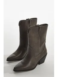 Washed-grey Cowboy Ankle-Boots