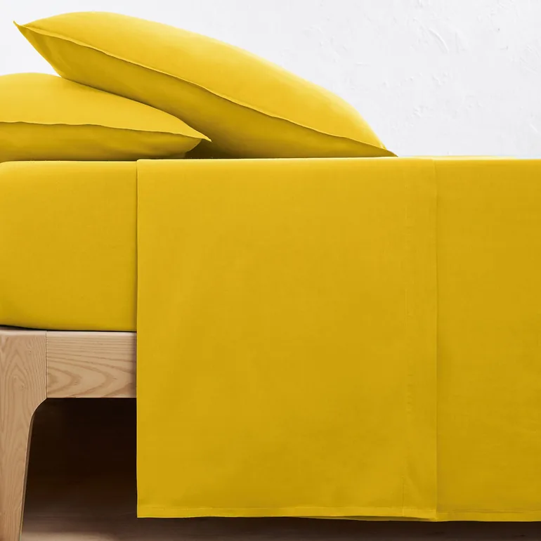 شرشف سرير سادة بقطن مغسول - 1