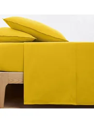 شرشف سرير سادة بقطن مغسول - 1