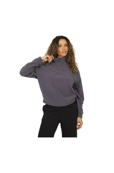 Brave Soul Womens/Ladies Polar Fleece Half Zip Sweatshirt - Charcoal
