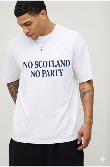 Oversized No Scotland No Party Slogan T-Shirt - white