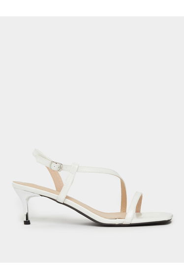 Women White Strappy Stiletto Heel Sandals