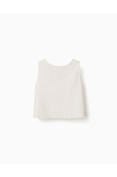 A-line sleeveless blouse with scalloped hem for girls