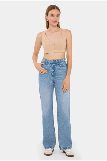 V-Neck Sleeveless Woven Crop Top