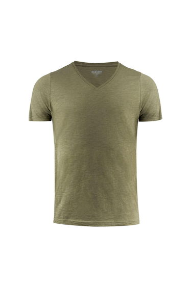 James Harvest Mens Whailford V Neck T-Shirt - Moss Green