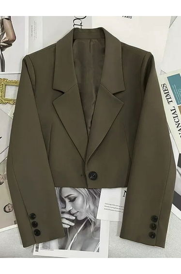 Olive Green Button-Front l Long Sleeve Blazer
