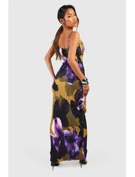 Floral Plisse Strappy Maxi Dress - 1