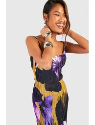 Floral Plisse Strappy Maxi Dress - 3