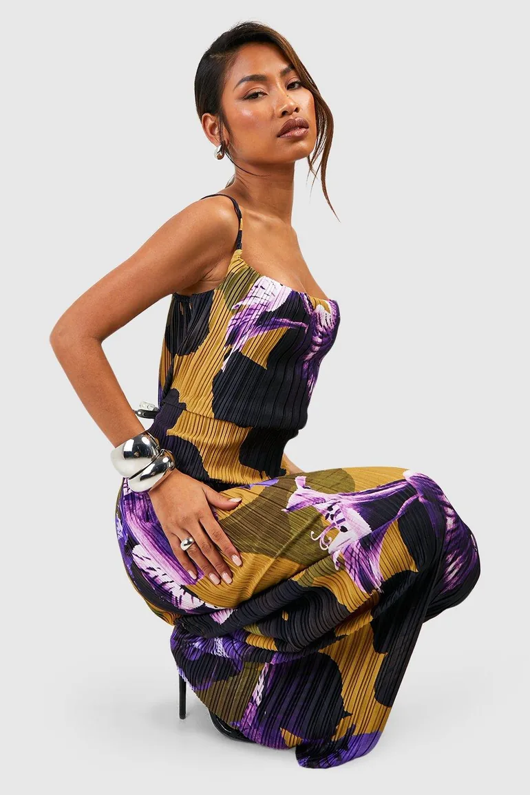 Floral Plisse Strappy Maxi Dress - 2