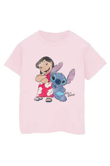 Lilo & Stitch Girls Classic Cotton T-Shirt - Baby Pink