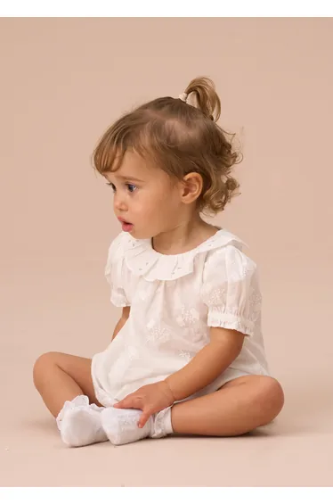Mia Ivory Embroidered Tunic And Bloomer