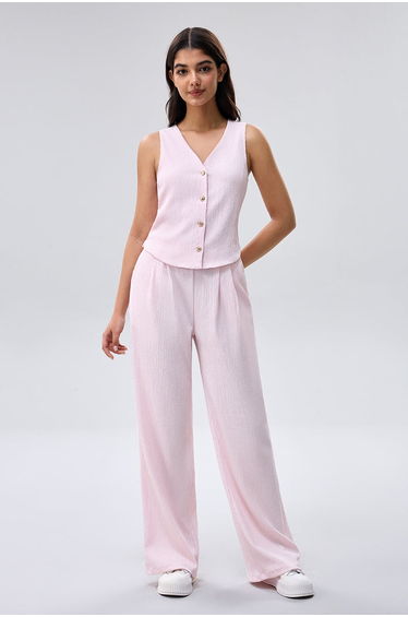 Textured Wide Leg Pants