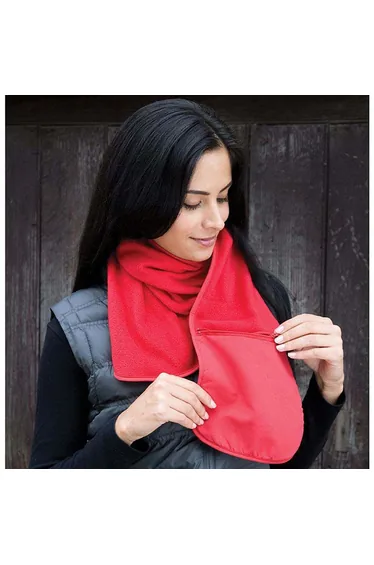 Result Active Anti-Pilling Fleece Winter Scarf With Zip Pocket - Red