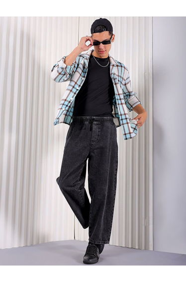 Men Barrel Loose Fit Solid Jeans
