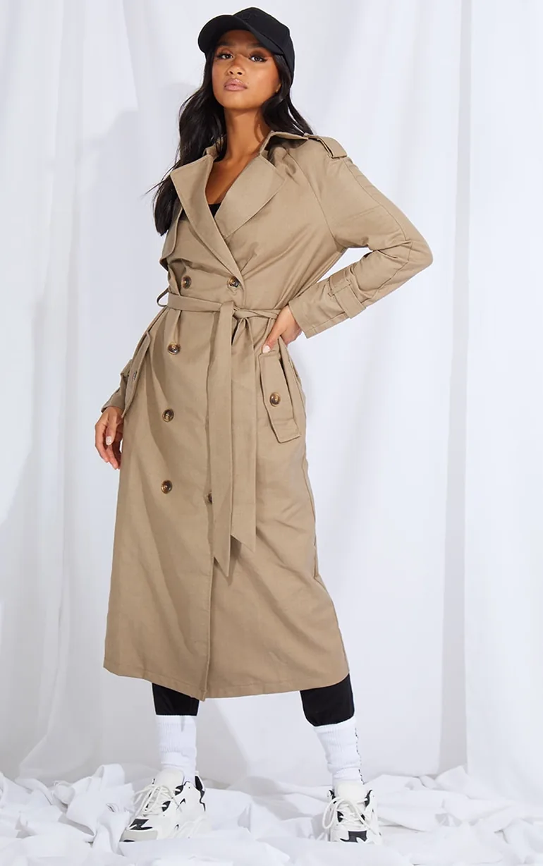 Petite Stone Woven Oversized Trench Coat - 2