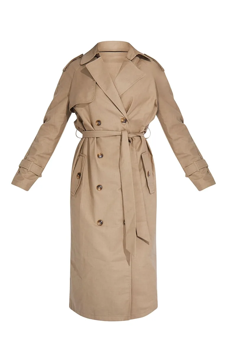 Petite Stone Woven Oversized Trench Coat - 4