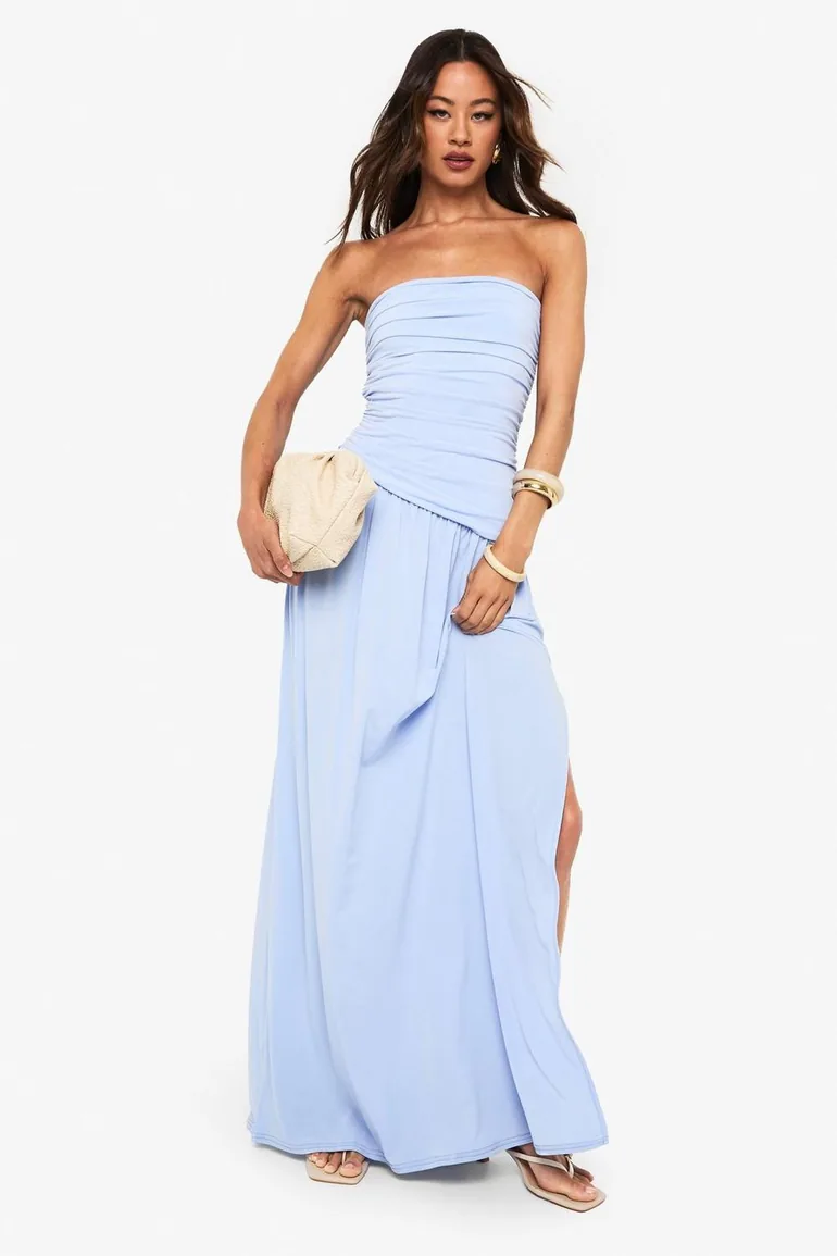 princess polly baby blue dress Next BANDEAU - Jersey dress - butermilk yellow/yellow
