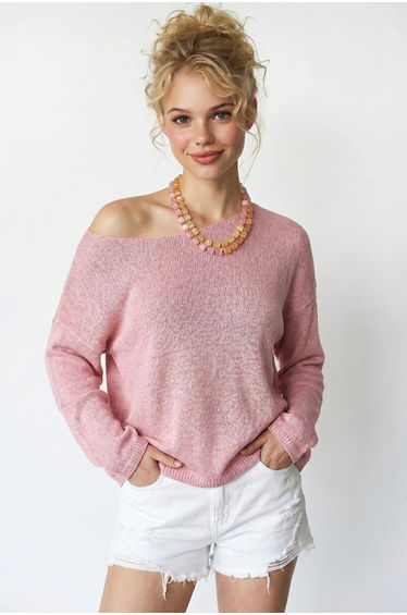 MIXRAY Oversized Boat Neck Knit Sweater