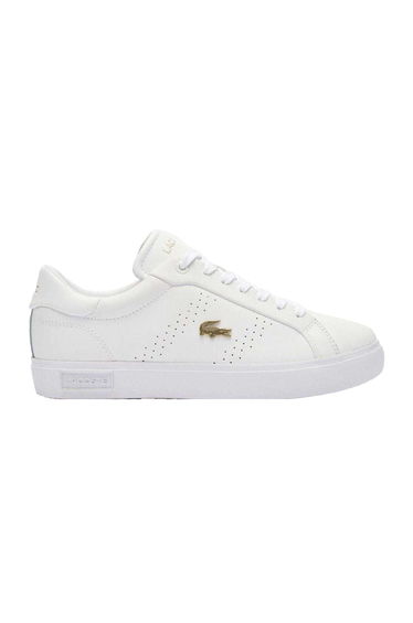 Lacoste Womens/Ladies Powercourt 2.0 Leather Trainers - White/Gold